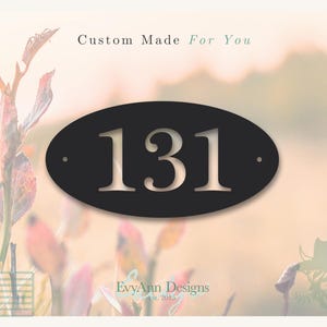 Medium Oval Metal House Number Plaque – Custom Address Sign, Outdoor Mailbox Number, Home Entryway Decor, Personalized Steel Sign | HN1045