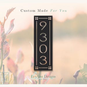 Metal Vertical Decorative House Number | Custom Door and Address Sign | Square Decoration | Mailbox and Home Number Plaque | HN1100