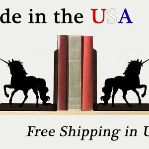 Unicorn Bookends, Fantasy Decor, Metal Art, Book Ends, Book Shelf, Unicorn Decor, Library, Home Decor, Free USA Shipping, BE1058