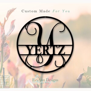20" Custom Metal Last Name Sign – Initial Monogram Wall Decor DS1045