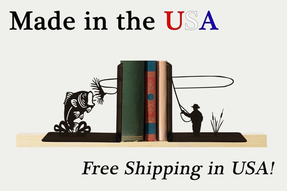 Fly Fishing Bookends, Fun Decor, Metal Art, Book Ends, Book Shelf, Man Cave  Decor, Library, Home Decor, Free USA Shipping, BE1057