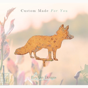 Rusted Metal Fox Yard Art: Rustic Woodland Garden Decor - Handmade