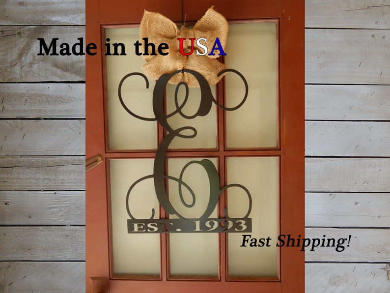 DS1021 20/" Vine Letter Monogram-Name Initial Letter-Front Door Decor-Metal Art