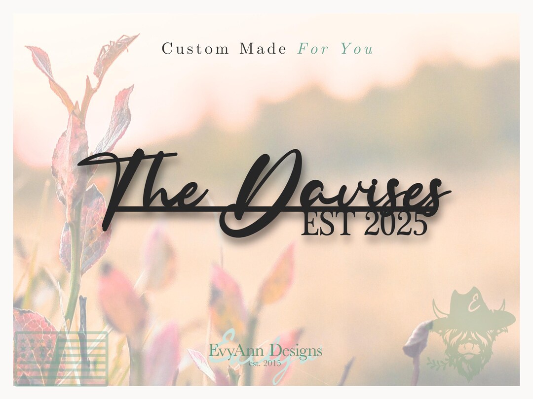 Custom Modern Last Name Sign With Year – Metal Family Name Wall Art ...