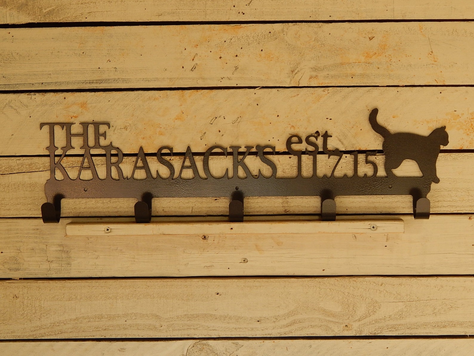 Cat Coat Rack With Last Name Cat Decor Mudroom Coat Hook Etsy