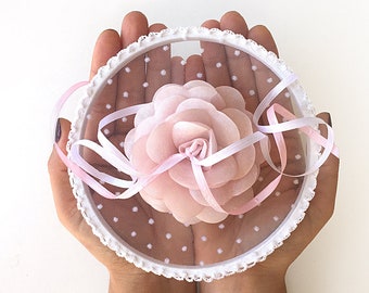 Boho Wedding Ring Holder: Pink Flower Ring Bearer Pillow Alternative