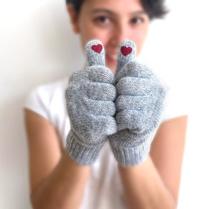 Cozy Gloves with Hearts on Thumbs, Womens Winter Clothing, Unique Accessories Gift for Her, Fun Women Mittens, Best Birthday Gift For Her