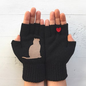 Cat Gloves Women, Fingerless Cat Mittens, Cat Parent Clothing, Fall Clothing Woman, Gift For Wife, Winter Fashion Gifts, Handmade Clothing