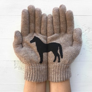 Mitones de lana con caballo mustang: un regalo de vaquera para amantes de los caballos