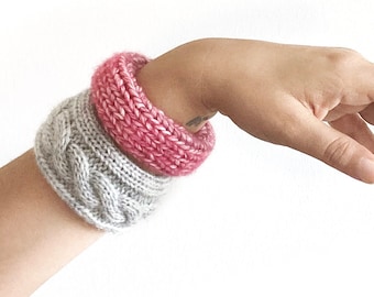 Handmade Knit Chunky Bangle Bracelets, Statement Accessories Women, Mothers Day Gift, Spring Style