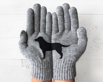 Luvas de lã cinza para cães: luvas para amantes de labradores, acessórios de inverno