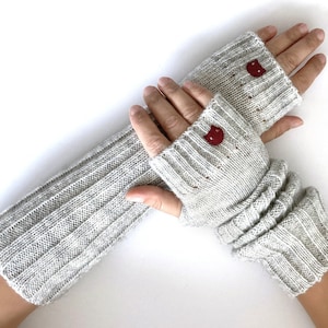 Long Arm Warmers, Women Cat Gloves, Valentine Accessories, Handmade Clothing, Woman Knitwear, Unique Knit Accessories, Cat Parent Clothing