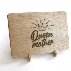 Queen Mother Wood Card, Greeting Card for Mom, Plywood Mother's Day Card, Unique Mother's Day Gift, Personalized Gift for Mom, Birthday Card