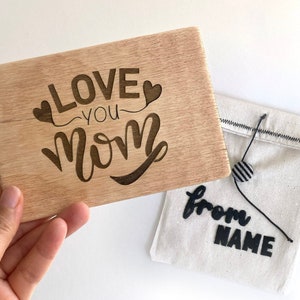 Love You Mom Wood Card, Plywood Mother's Day Card, Greeting Card for Mom, Unique Mother's Day Gift, Personalized Gift for Mom, Birthday Card image 1