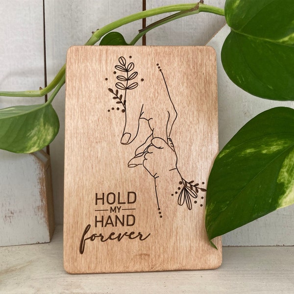 Hold My Hand Forever Card, New Mom Gift, Plywood Mother Day Card, Personalized Gift For Mom, Custom Package, Greeting Card Mom, Unique Gifts