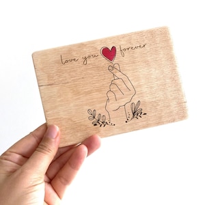 Love You Forever Wood Card, Plywood Card for Mom, New Mom Gift, Mothers Day Card, Personalized Package, Greeting Card, Unique Birthday Card image 1