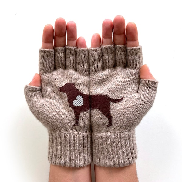 Dog Gloves, Fingerless Animal Mittens, Valentine Accessories, Handmade Gift For Women, Winter Clothing, Best Gift, Valentines Day Gift