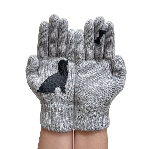 Gray Dog Gloves, Women Clothing, Animal Mittens, Valentine Accessories, Handmade Gloves, Dog Lady Gift, Unique Items, Valentines Day Gift