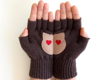 Cat Gloves Women, Fingerless Mittens, Unique Winter Accessories, Best Valentine Gift, Cat Parent Clothing, Texting Gloves, Handmade For Her