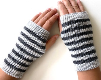 Women Gloves, Stripe Fingerless Mittens, Best Holiday Gifts, Knit Mittens, Knitwear Gift, Christmas Gift, Women Gift