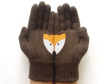 Women Gloves, Fox Gifts, Unique Gift, Animal Mittens, Valentine Clothing, Handmade Gift For Her, Winter Accessories, Women Clothing