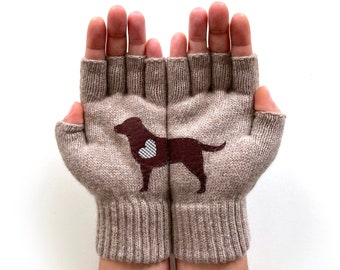 Dog Gloves, Fingerless Animal Mittens, Valentine Accessories, Handmade Gift For Women, Winter Clothing, Best Gift, Valentines Day Gift