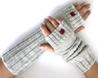 Long Arm Warmers, Women Cat Gloves, Valentine Accessories, Handmade Clothing, Woman Knitwear, Unique Knit Accessories, Cat Parent Clothing