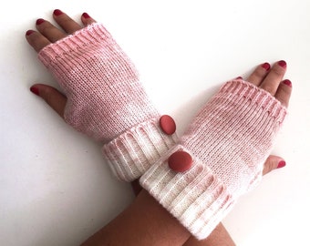 Multicolor Knitted Mittens Women Gloves Pink Ombre Fingerless Woman Mittens Valentines Day Christmas Winter Gift For Her Mother Girlfriend