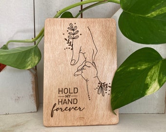 Hold My Hand Forever Card, New Mom Gift, Plywood Mother Day Card, Personalized Package, Greeting Card Mom, Unique Mother Gift, Birthday Card