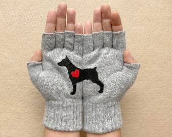 Guantes para perros sin dedos, regalos Doberman, manoplas únicas para mujeres, mejores regalos de San Valentín, ropa de invierno, regalo hecho a mano, amantes de Doberman, regalo para perros