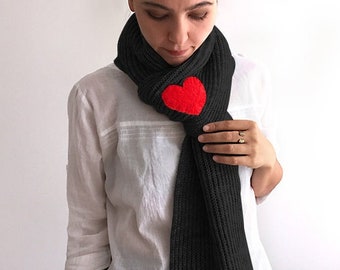 Knit Scarf Women, Heart Scarf, Winter Wrap, Fashion Gift, Unique Holiday Gift, Winter Clothing, Best Gifts, Handmade Gifts, Women Outerwear