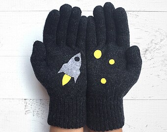 Celestial Gift, Space Gloves, Celestial Gloves, Stars, Sci Fi Lover Gift, Rocket Gloves, Gift For Friend, Birthday Gift, Anniversary Gift