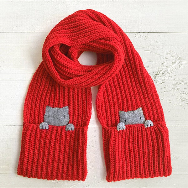 Kids Scarf Cat Scarf Kids Outfit Christmas Valentines Kids Gift Pet Gift Pocket Scarf Kitty Scarf Cats Scarf Kids Wearing Gift For Kids