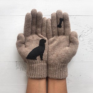 Dog Gloves Women, Dog Lover Gift, Winter Accessories For Her, Best Girlfriend Gift, Dog Lady Gifts, Outdoor Clothing, Pet Memorial Gift image 2