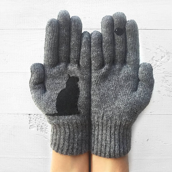 Cat Gloves Woman, Cat Mom Gifts, Handmade Kitten Mittens, Unique Animal Mittens, Cat Parent Clothing, Valentine Accessories Women