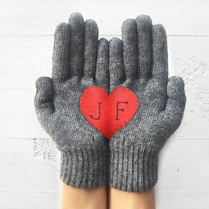 Personalized Gloves Women, Unique Heart Mittens, Handmade Personalized Gift, Couple Gift For Her, Valentine Clothing, Valentine Accessories image 1