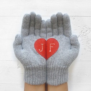 Customized Heart Gloves, Custom Mittens Women, Personalized Gift For Mom, Unisex Mittens, Personalized Teacher Appreciation Gift image 1