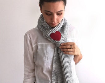 Heart Scarf, Winter Scarves Women, Hand Knit Shawl, Spring Clothing, Handmade Clothing, Women Knitwear, Gift For Mother