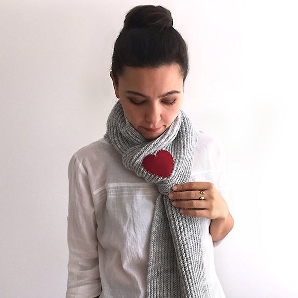 Heart Scarf, Winter Scarves Women, Hand Knit Shawl, Spring Clothing, Handmade Clothing, Women Knitwear, Gift For Mother