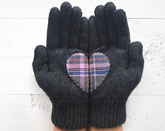 Gloves Women, Heart Mittens, Valentines Day Gift, Gray Gloves, Winter Gift, Knitwear Gifts, Handmade Items, Knit Gifts For Her