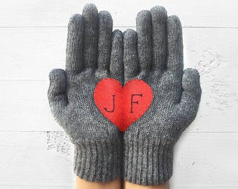 Personalized Gloves Women, Unique Heart Mittens, Handmade Personalized Gift, Couple Gift For Her, Valentine Clothing, Valentine Accessories