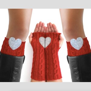 Red Leggings and Gloves Set with Heart - Womens Clothing, Valentine's Day Gift
