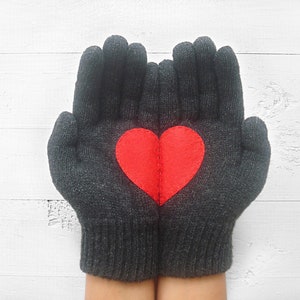Unique Valentine Gifts, Heart Gloves Women, Handmade Mittens, Women Clothing, Woman Accessories, Valentines Day Gift, Best Gifts For Her image 1