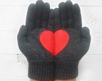 Unique Valentine Gifts, Heart Gloves Women, Handmade Mittens, Women Clothing, Woman Accessories, Valentines Day Gift, Best Gifts For Her