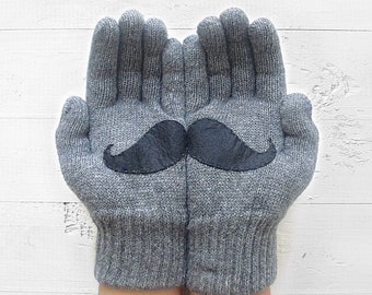 Mustache Gloves Winter Accessories Mustache Gift Winter Gloves Valentine's Day Funny Gift Funny Gift Hipster Moustache