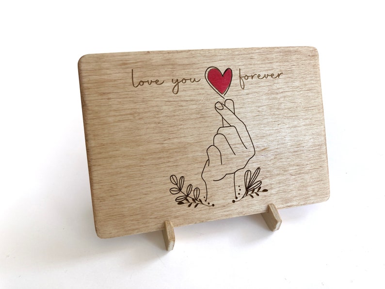 Love You Forever Wood Card, Plywood Card for Mom, New Mom Gift, Mothers Day Card, Personalized Package, Greeting Card, Unique Birthday Card image 2