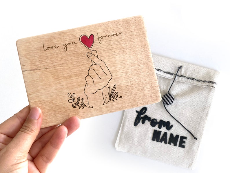 Love You Forever Wood Card, Plywood Card for Mom, New Mom Gift, Mothers Day Card, Personalized Package, Greeting Card, Unique Birthday Card image 4