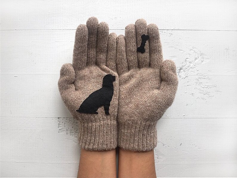 Dog Gloves Women, Dog Lover Gift, Winter Accessories For Her, Best Girlfriend Gift, Dog Lady Gifts, Outdoor Clothing, Pet Memorial Gift image 2