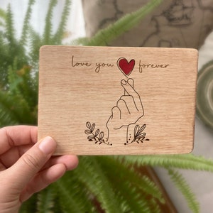 Love You Forever Wood Card, Plywood Card for Mom, New Mom Gift, Mothers Day Card, Personalized Package, Greeting Card, Unique Birthday Card image 3