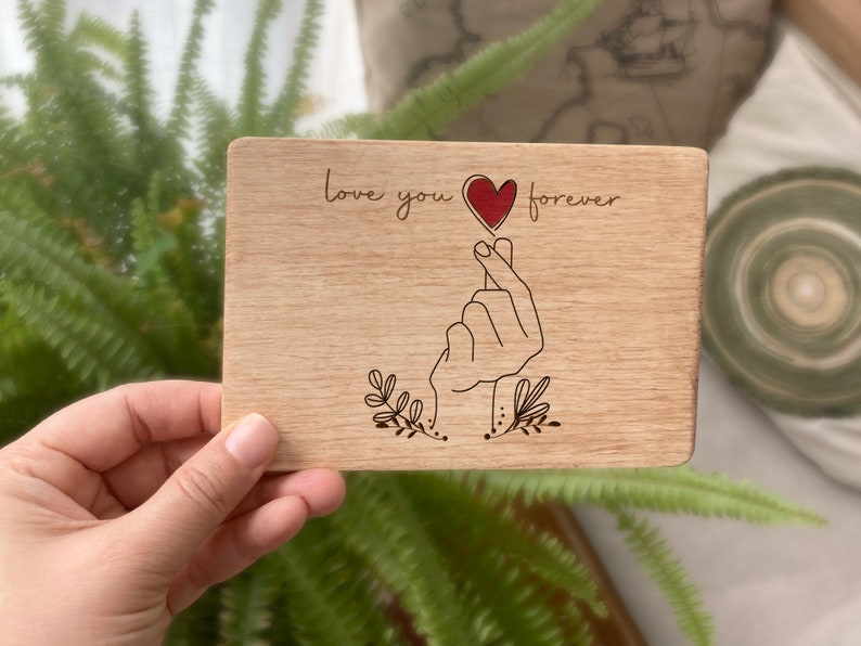 Love You Forever Wood Card, Plywood Card for Mom, New Mom Gift, Mothers Day Card, Personalized Package, Greeting Card, Unique Birthday Card image 3